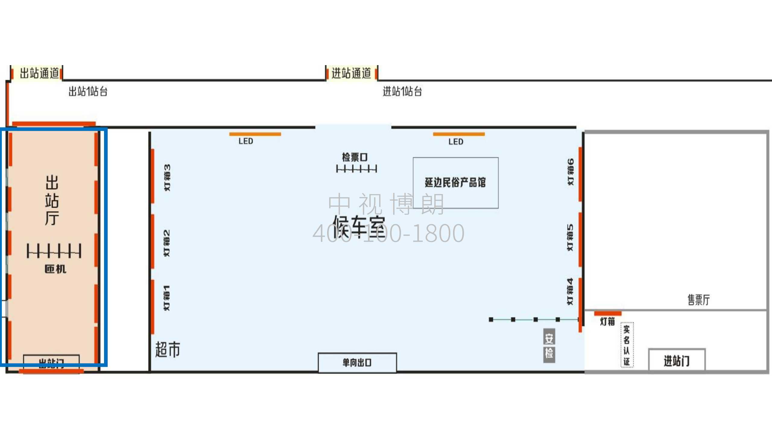 Реклама на вокзале Янцзы-Световой ящик к северу от восточной и западной стен вестибюля.Точечная диаграмма